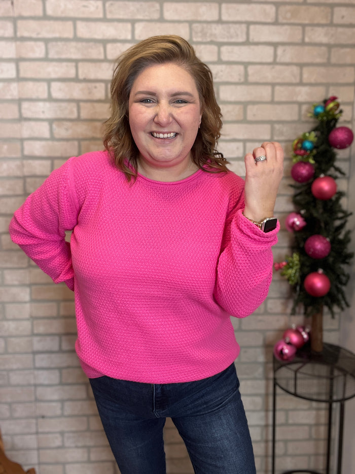 Ali Neon Pink Round Neck Sweater