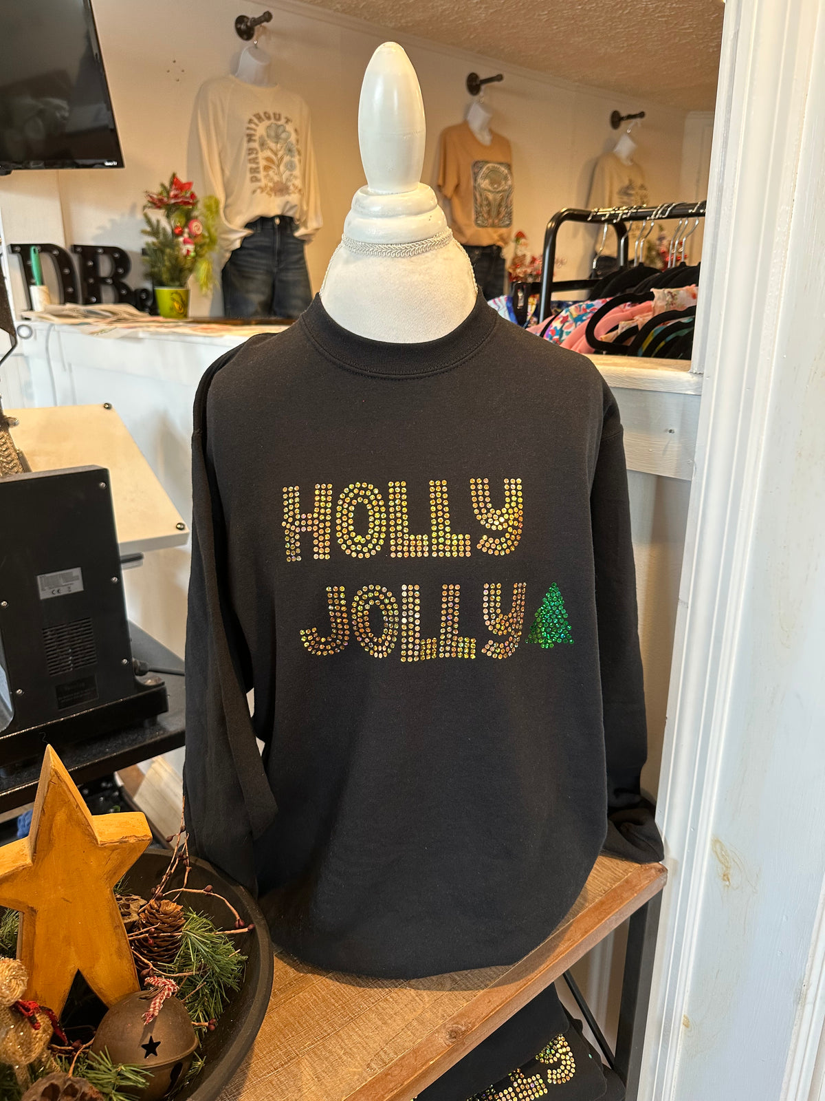 Holly Jolly Spangle Crewneck