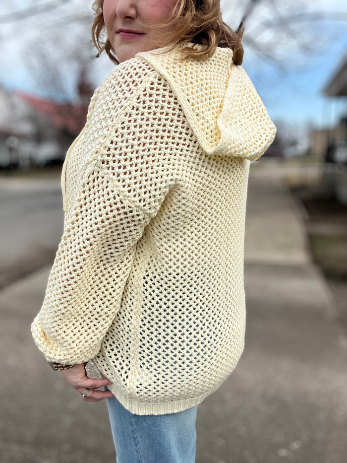 Rowen Hooded Crochet Sweater