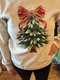 Red Bow Christmas Tree Crewneck Sweatshirt