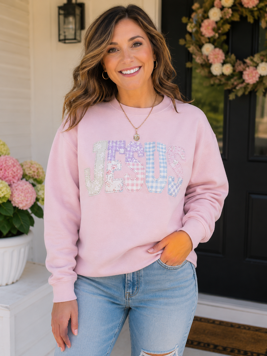 Jesus Patchwork Crewneck