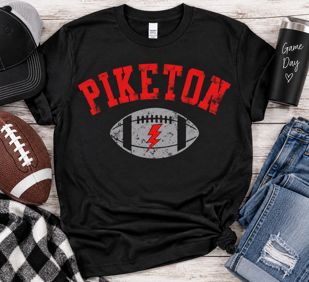 Distressed Football Tee (Customizable)