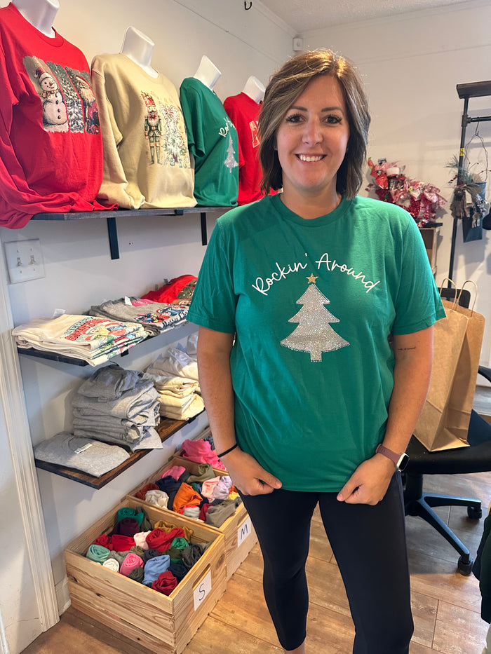 Rockin Around the Christmas Tree Spangle t-shirt