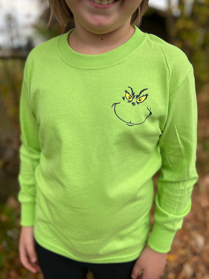 Green Face Youth Long Sleeve Tee