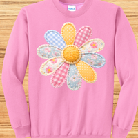 Pink Patchwork Flower Crewneck