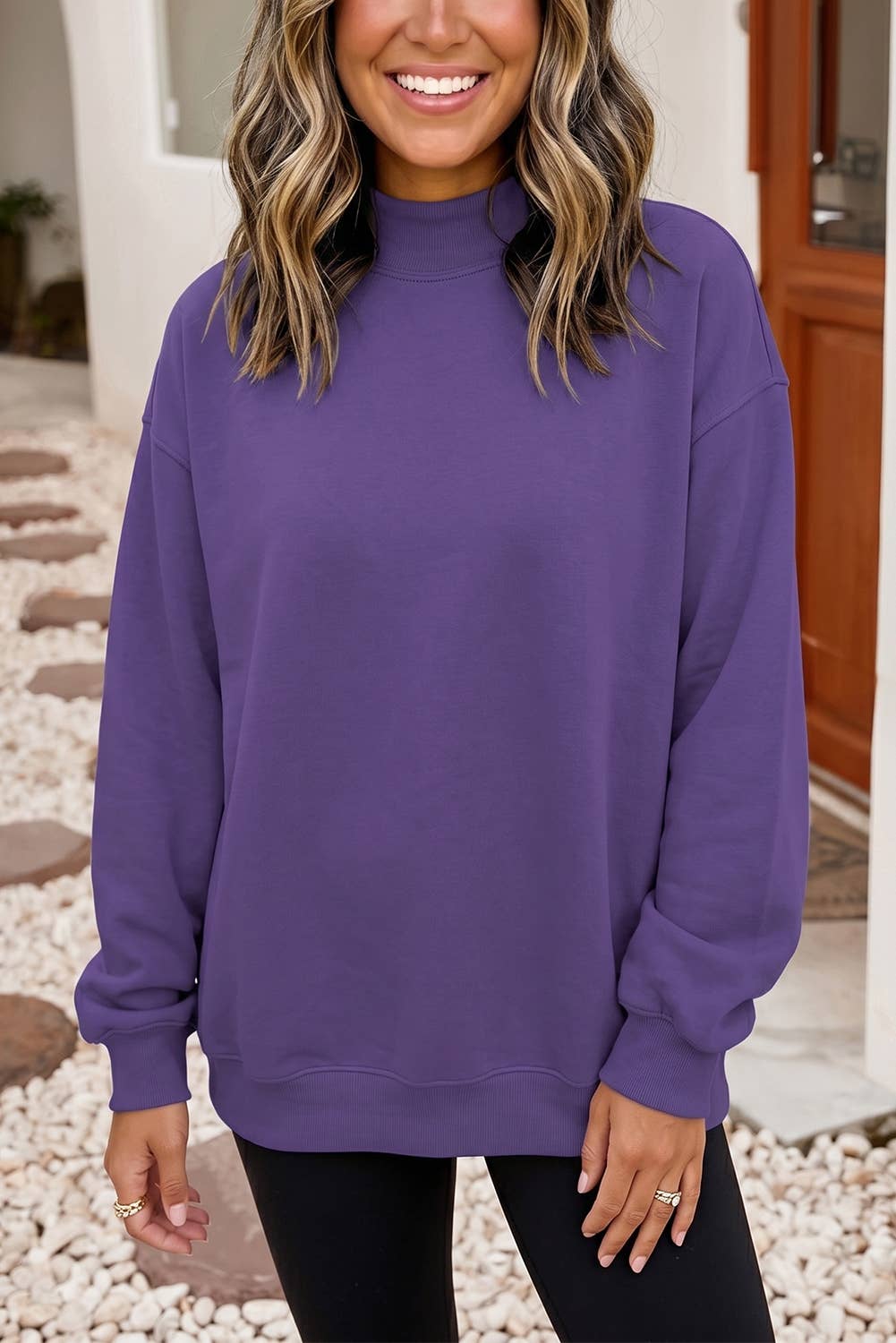 Game Day Oversize Reversible Mock Neck Sweatshirt | S-4X: Light Grey / Missy / S