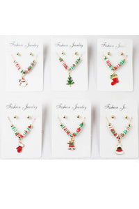 Christmas Theme Necklace and Stud Earring Set