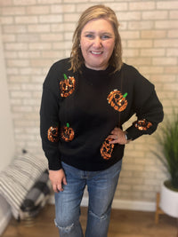Sequin Pumpkins Sweater