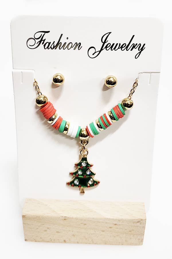 Christmas Theme Necklace and Stud Earring Set
