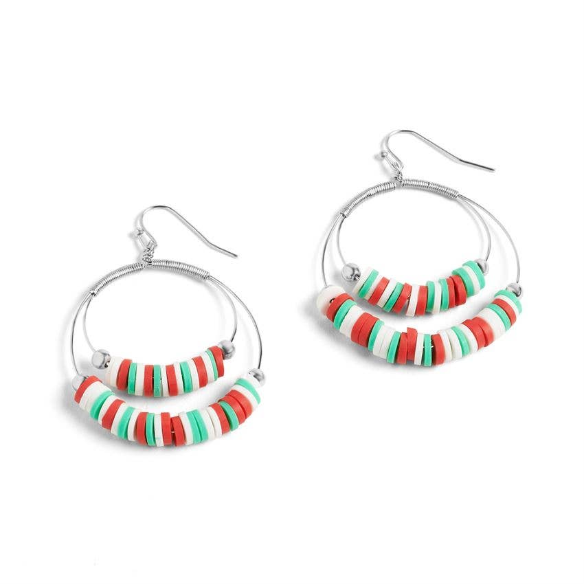 Heisihi Hoop Earrings - Red/Green