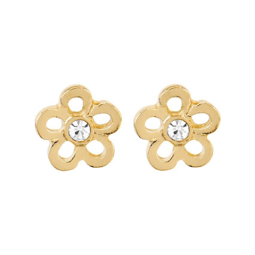 Gold Daisy with Stone Earrings