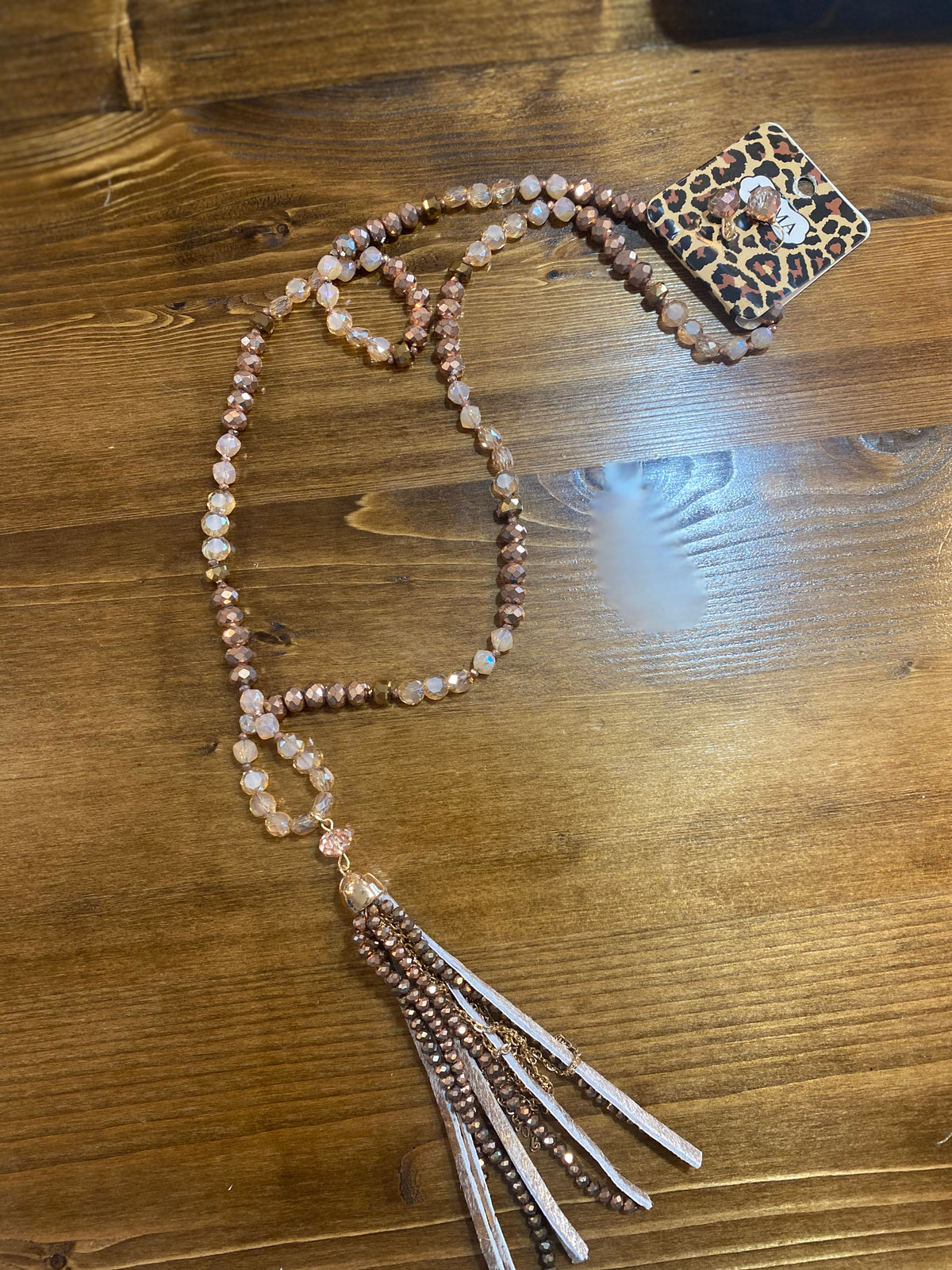 Rose Gold Beaded Tassel Necklace